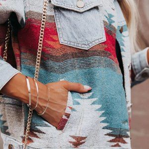 Woven Contrast Denim Jacket